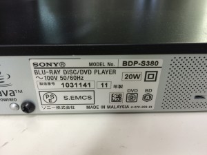 SONYブルーレイDVDプレイヤーBDP-S380