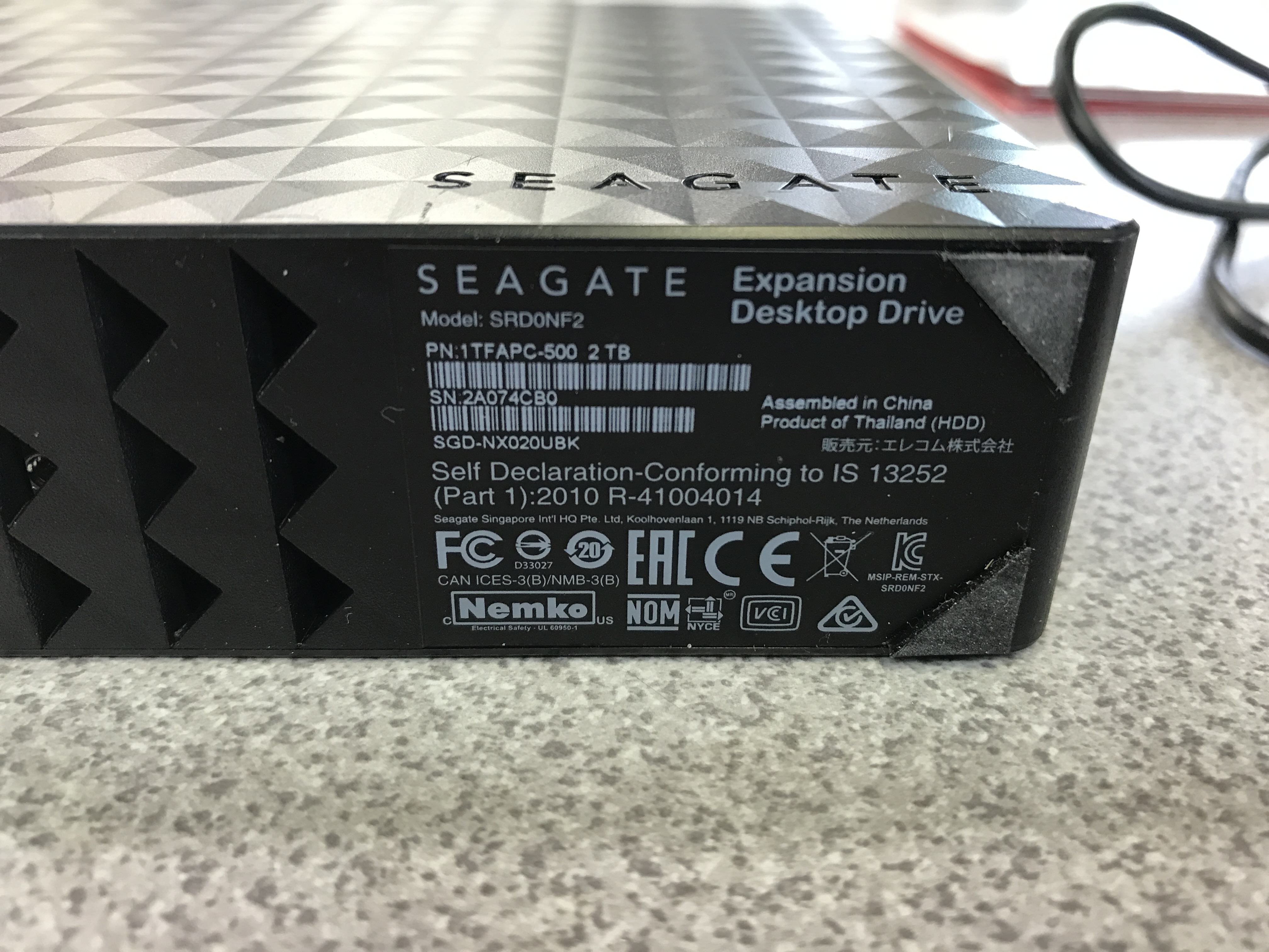 ELECOM SEAGATE 2.0TB HDD SGD-NX020UBK 三重県伊勢市松阪市津市