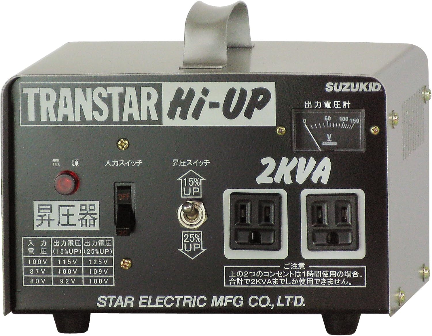 SUZUKID ポータブル変圧器 トランスターハイアップ 100V 昇圧専用 SHU-20D 津松阪伊勢強化買取
